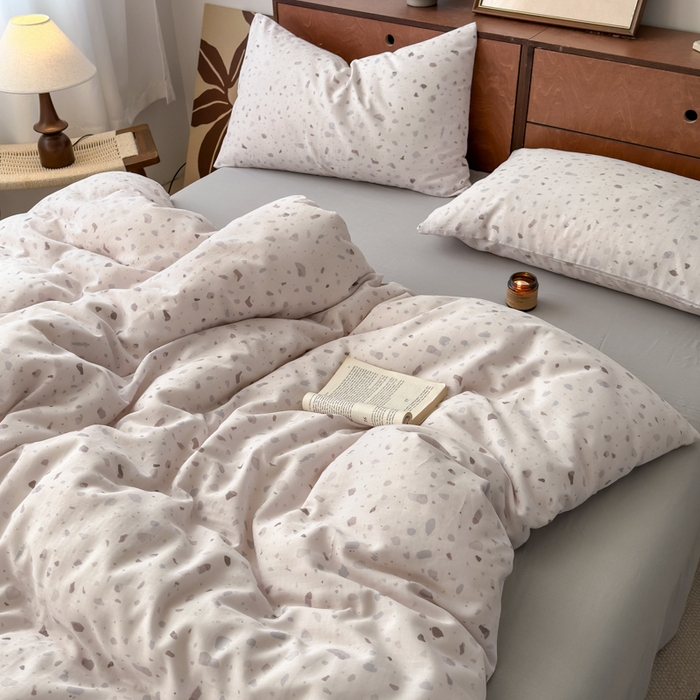 91家纺网 家纺一手货源 找家纺 2025新款全棉A类双层纱四件套系列-床拍 卢卡