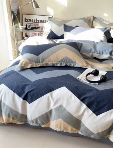 91家纺网 家纺一手货源 找家纺 盛馨 2025年高支高密全棉套件简约北欧风13372纯棉床笠四件套三件套 艾伦