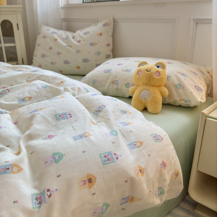 91家纺网 家纺一手货源 找家纺 2025新款全棉A类双层纱四件套系列-床拍 爱丁堡