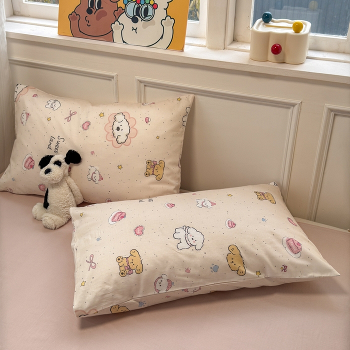 91家纺网 家纺一手货源 找家纺 2025新款全棉A类双层纱四件套系列-床拍 乖乖狗