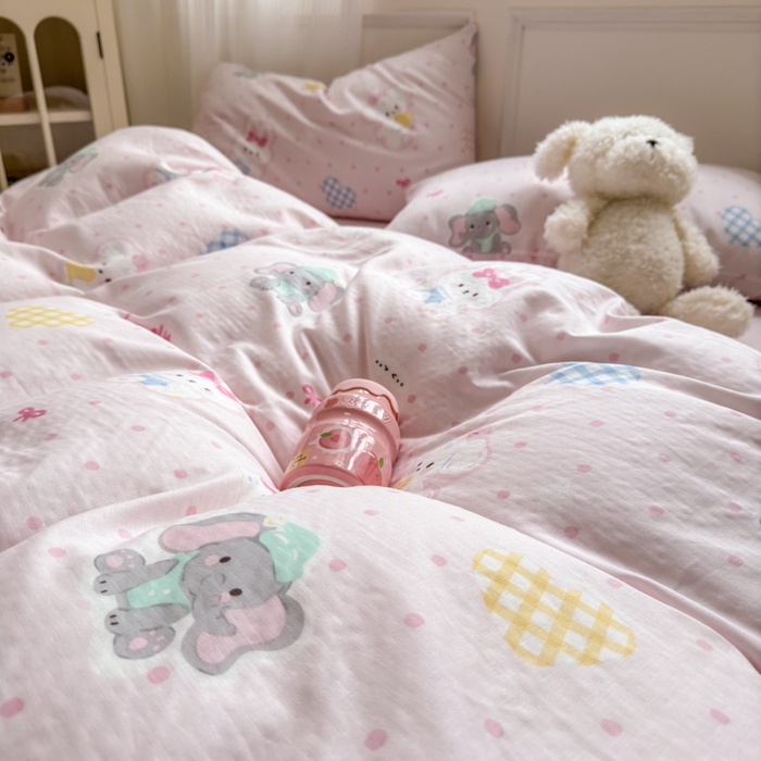 91家纺网 家纺一手货源 找家纺 2025新款全棉A类双层纱四件套系列-床拍 趣味王国