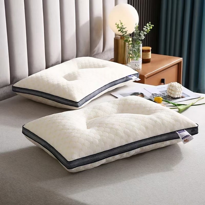 91家纺网 家纺一手货源 找家纺 （总）2025新款三分区针织棉透气水立方分区颗粒按摩枕  枕头枕芯