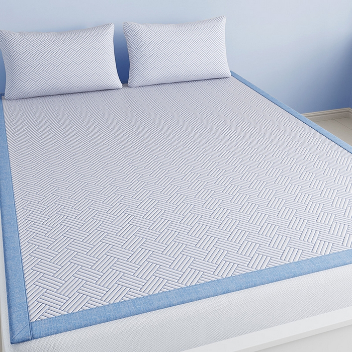 91家纺网 家纺一手货源 找家纺 野马 2025新款跨境外贸亚马逊专供PE小冰块凉席【支持跨境电商要求】提供一件代发,JIT定制需求 蓝色