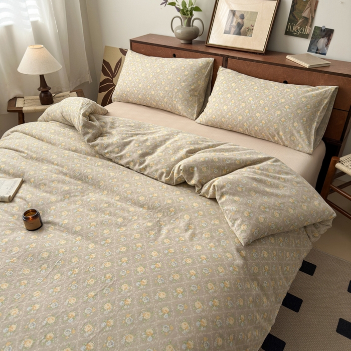 91家纺网 家纺一手货源 找家纺 2025新款全棉A类双层纱四件套系列-床拍 写意风情