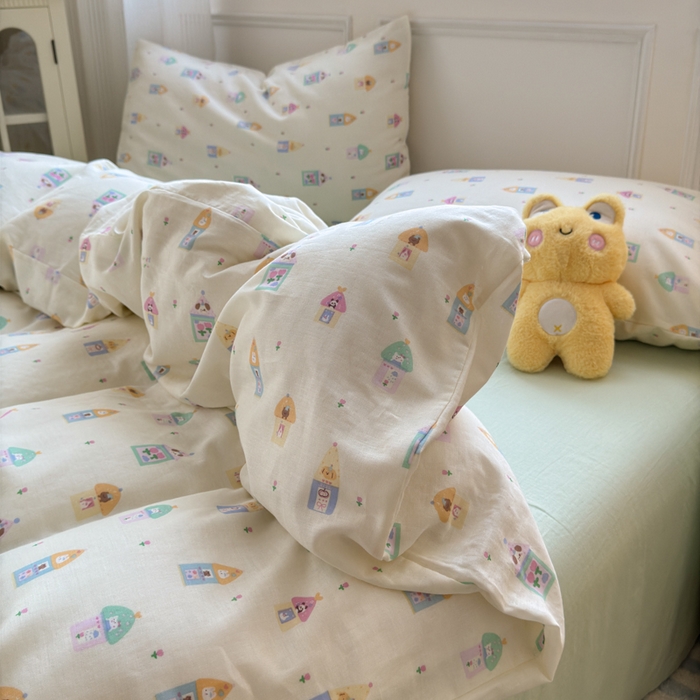 91家纺网 家纺一手货源 找家纺 2025新款全棉A类双层纱四件套系列-床拍 爱丁堡