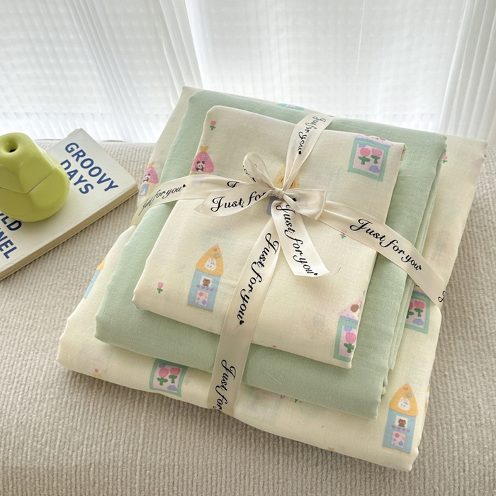 91家纺网 家纺一手货源 找家纺 2025新款全棉A类双层纱四件套系列-叠拍 爱丁堡