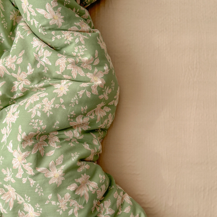 91家纺网 家纺一手货源 找家纺 2025新款全棉A类双层纱四件套系列-床拍 温婉花语