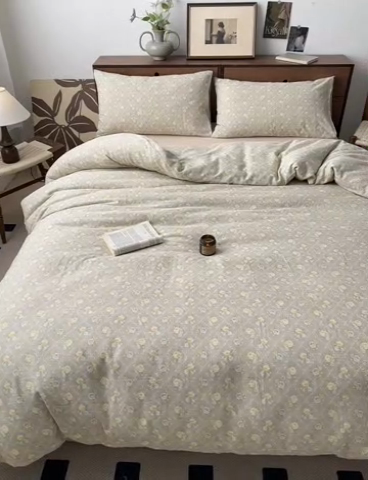 91家纺网 家纺一手货源 找家纺 2025新款全棉A类双层纱四件套系列-叠拍 写意风情