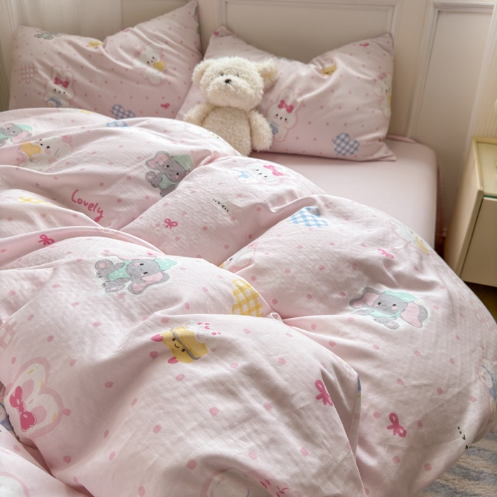 91家纺网 家纺一手货源 找家纺 2025新款全棉A类双层纱四件套系列-床拍 趣味王国