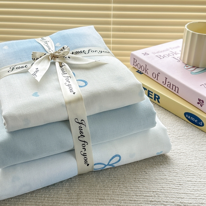 91家纺网 家纺一手货源 找家纺 2025新款全棉A类双层纱四件套系列-叠拍 星辰