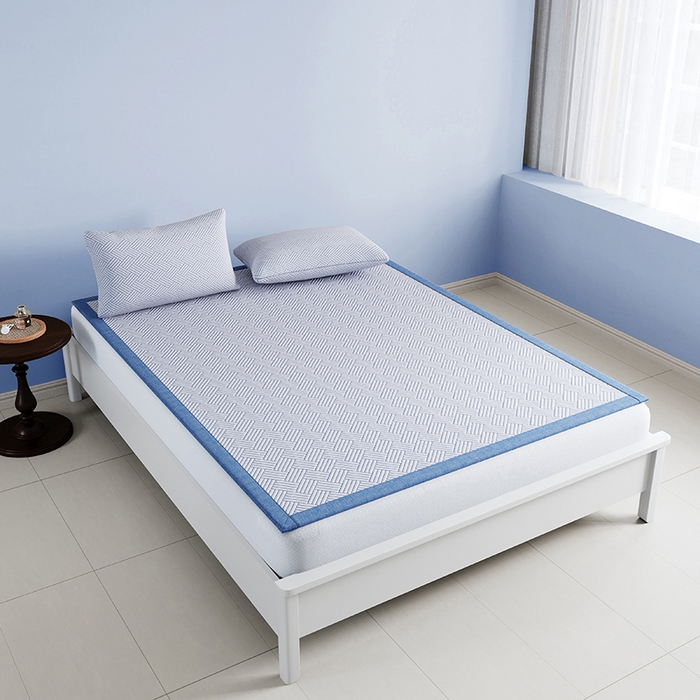 91家纺网 家纺一手货源 找家纺 野马 2025新款跨境外贸亚马逊专供PE小冰块凉席【支持跨境电商要求】提供一件代发,JIT定制需求 蓝色