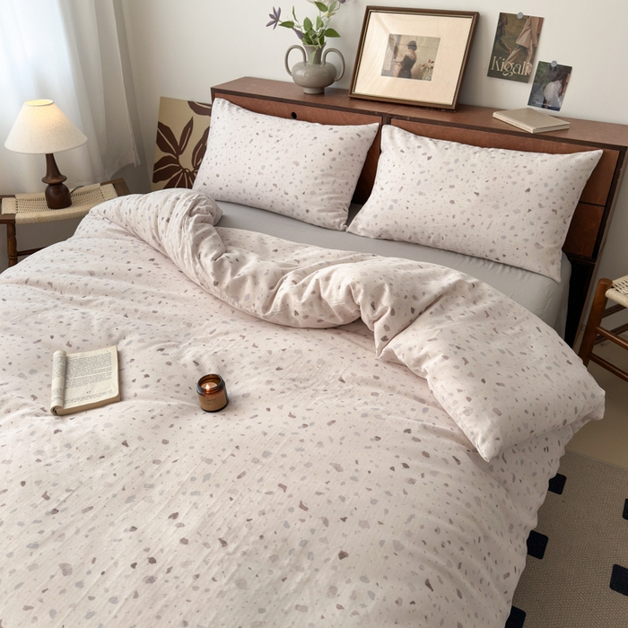 91家纺网 家纺一手货源 找家纺 2025新款全棉A类双层纱四件套系列-床拍 卢卡