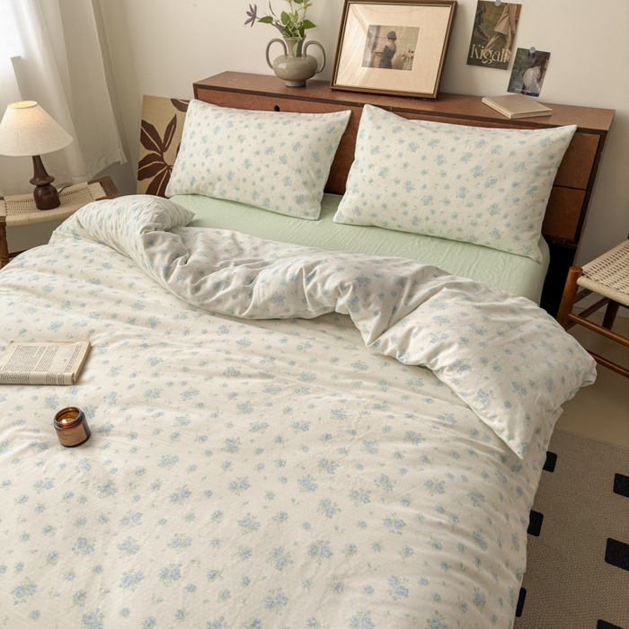 91家纺网 家纺一手货源 找家纺 2025新款全棉A类双层纱四件套系列-床拍 瑞莎