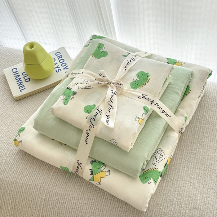 91家纺网 家纺一手货源 找家纺 2025新款全棉A类双层纱四件套系列-叠拍 酷酷龙