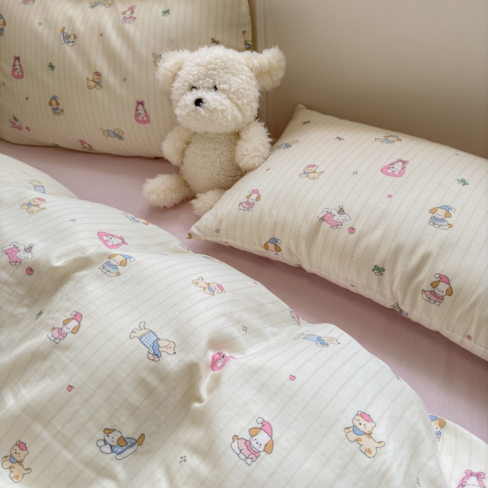 91家纺网 家纺一手货源 找家纺 2025新款全棉A类双层纱四件套系列-床拍 嬉戏谷