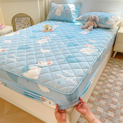 居眠 2025新款A类亲肤棉抗菌印花夹棉床笠 奇幻兔兔