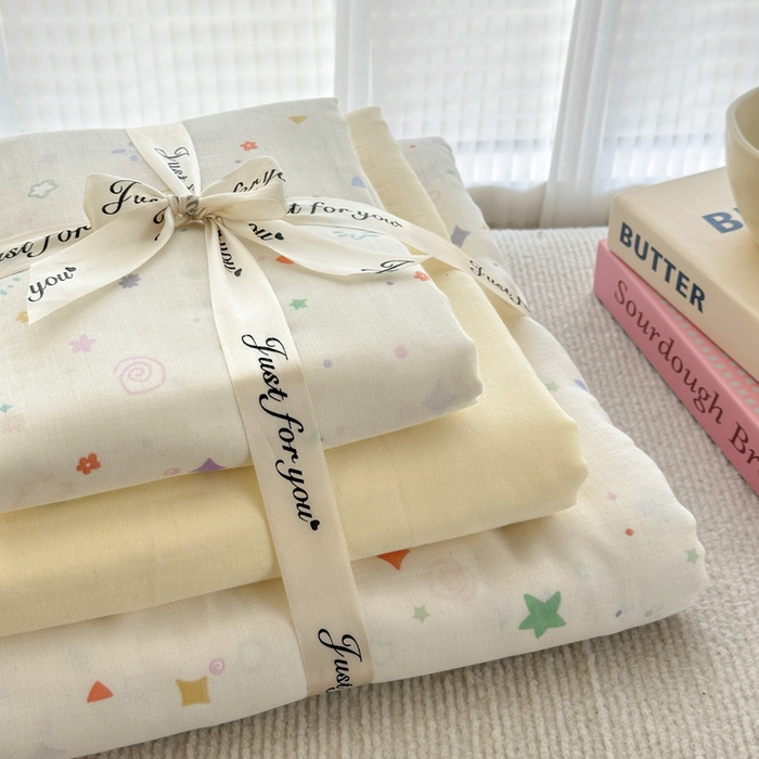 91家纺网 家纺一手货源 找家纺 2025新款全棉A类双层纱四件套系列-叠拍 星星点点