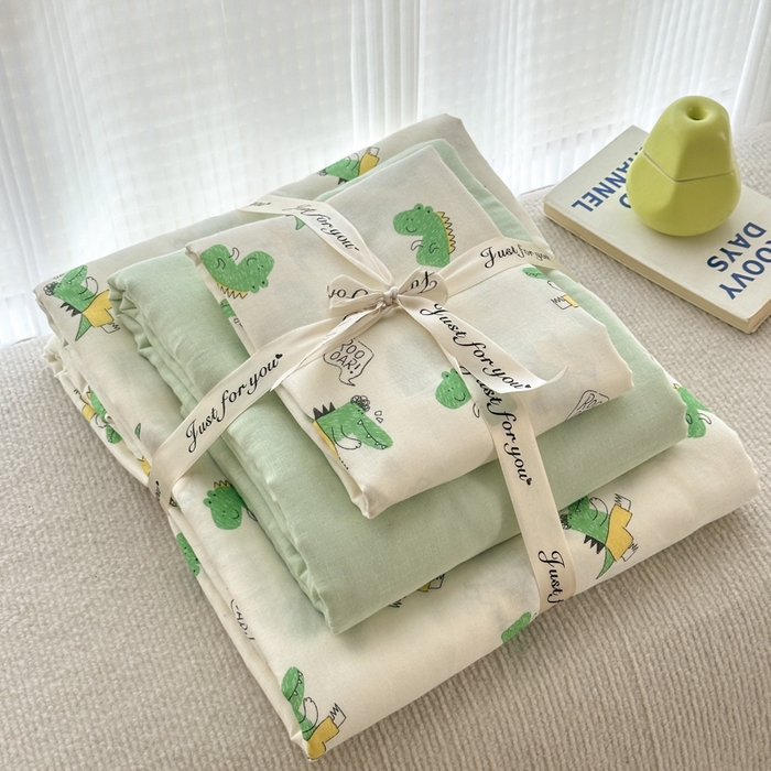 91家纺网 家纺一手货源 找家纺 2025新款全棉A类双层纱四件套系列-叠拍 酷酷龙