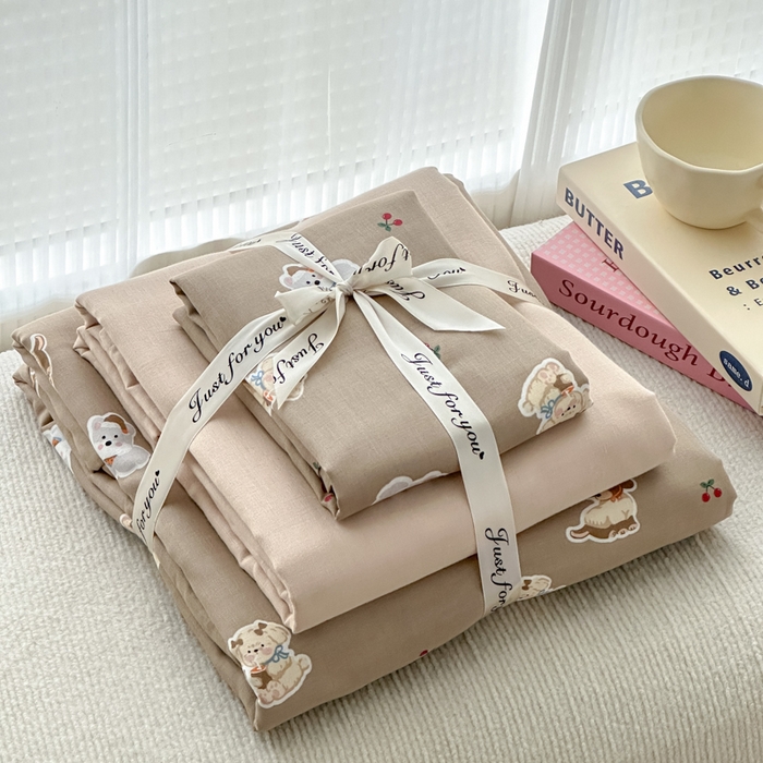 91家纺网 家纺一手货源 找家纺 2025新款全棉A类双层纱四件套系列-叠拍 可爱西高地