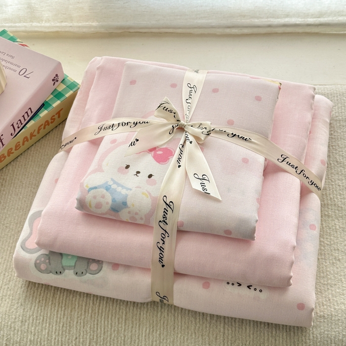 91家纺网 家纺一手货源 找家纺 2025新款全棉A类双层纱四件套系列-叠拍 趣味王国