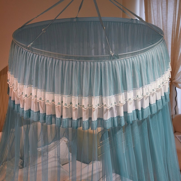 91家纺网 家纺一手货源 找家纺 雪姿家纺 2025新款圆顶公主风落地蚊帐-倾城 倾城-海洋兰
