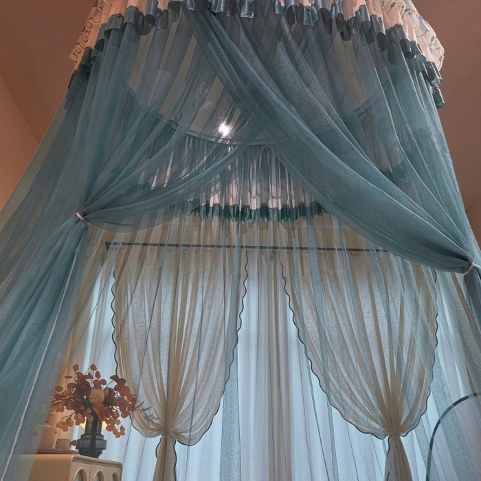 91家纺网 家纺一手货源 找家纺 雪姿家纺 2025新款圆顶公主风落地蚊帐-倾城 倾城-海洋兰