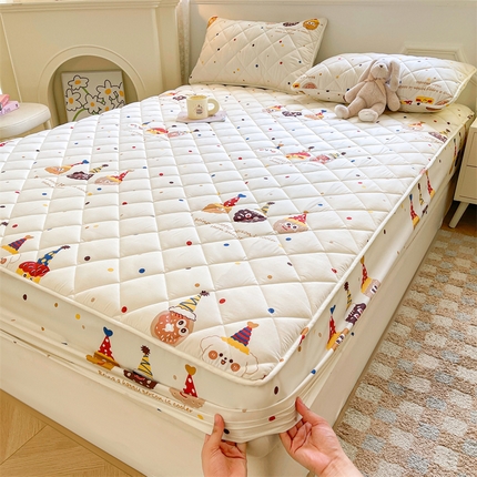 居眠 2025新款A类亲肤棉抗菌印花夹棉床笠 搞怪派对