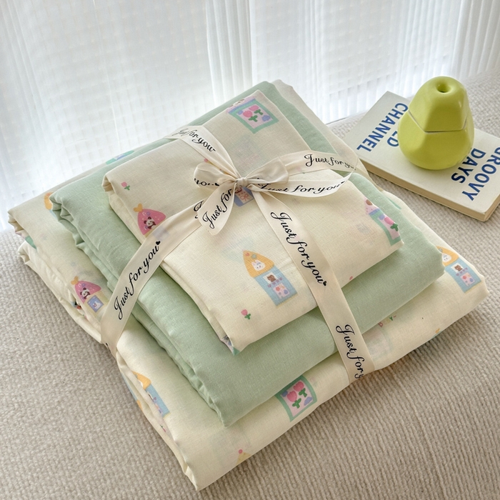 91家纺网 家纺一手货源 找家纺 2025新款全棉A类双层纱四件套系列-叠拍 爱丁堡