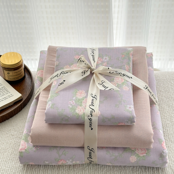 91家纺网 家纺一手货源 找家纺 2025新款全棉A类双层纱四件套系列-叠拍 小资情调