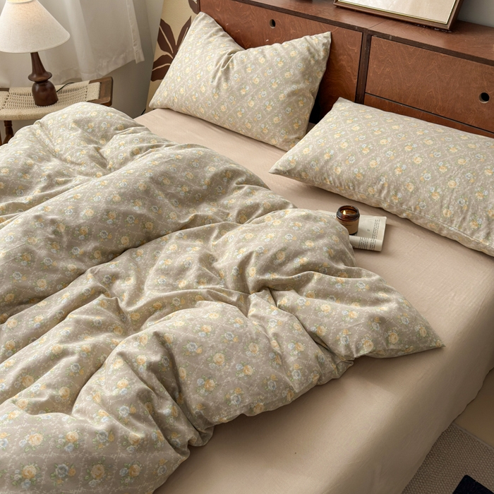 91家纺网 家纺一手货源 找家纺 2025新款全棉A类双层纱四件套系列-床拍 写意风情