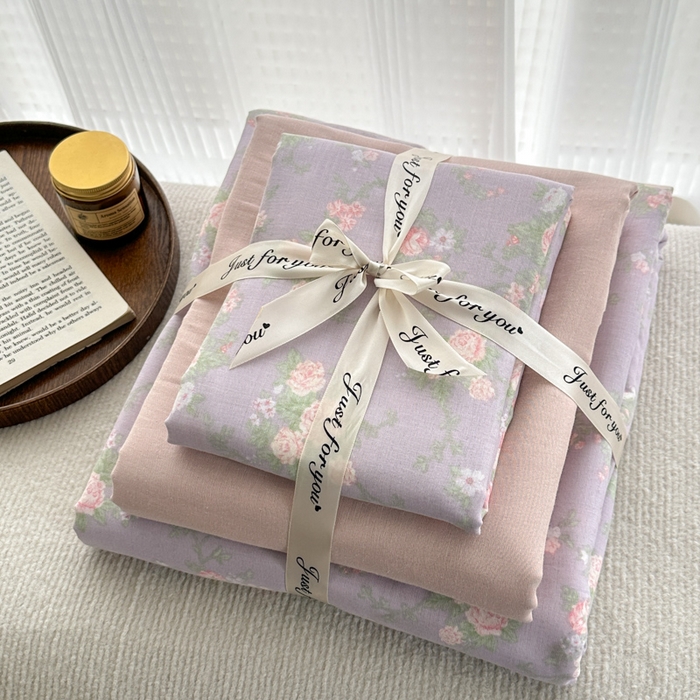 91家纺网 家纺一手货源 找家纺 2025新款全棉A类双层纱四件套系列-叠拍 小资情调