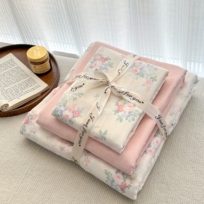 91家纺网 家纺一手货源 找家纺 2025新款全棉A类双层纱四件套系列-叠拍 语薇