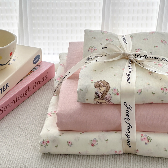 91家纺网 家纺一手货源 找家纺 2025新款全棉A类双层纱四件套系列-叠拍 美好时光