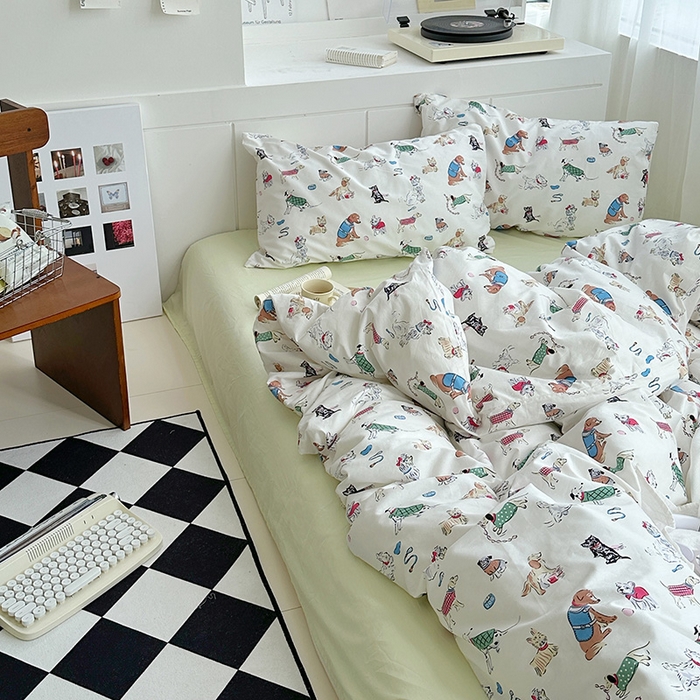 91家纺网 家纺一手货源 找家纺 尺素2025年韩国ins风系列五 狗狗派对