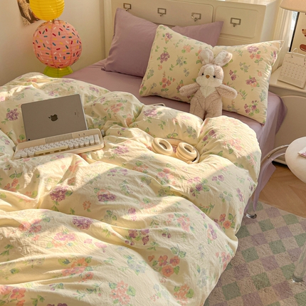 韩巢家纺 2025新款水洗棉印花AA版四件套 流心奶糕