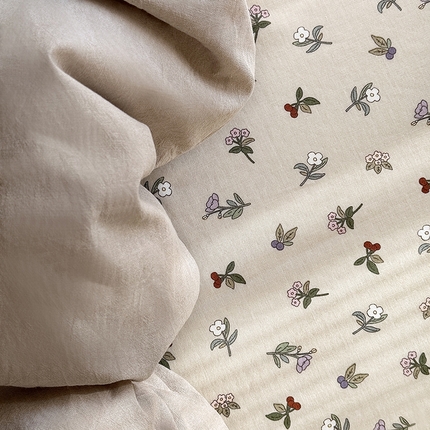 91家纺网 家纺一手货源 找家纺 佰亿莱 2025新款简约轻奢全棉双层纱水洗棉四件套 米色(小清新)