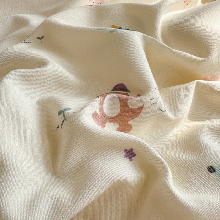 91家纺网 家纺一手货源 找家纺 梦莱斯 2025新款A类有氧针织棉双层纱系列四件套恐龙派对