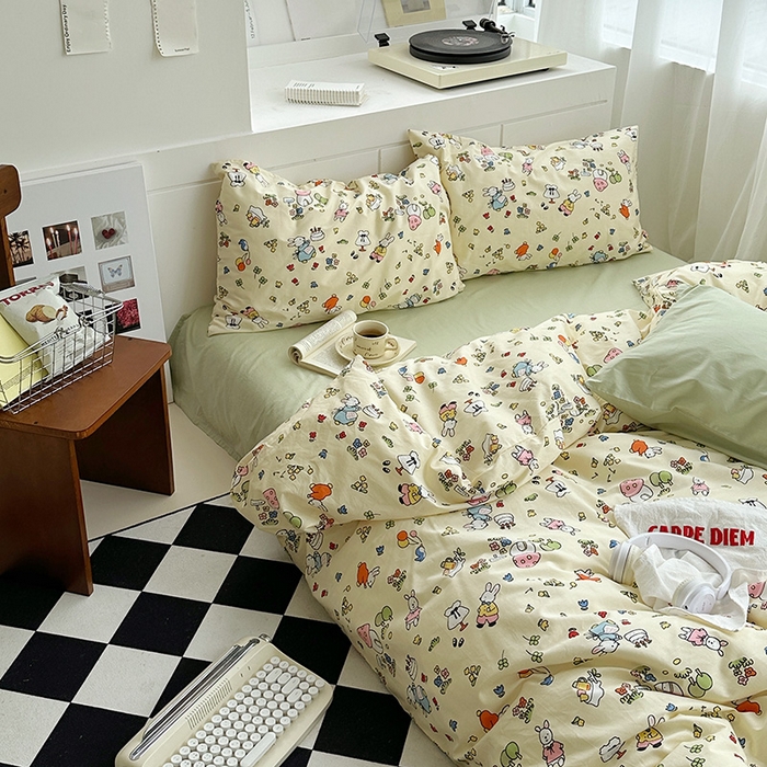 91家纺网 家纺一手货源 找家纺 尺素2025年韩国ins风系列五 兔兔乐园