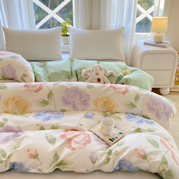 91家纺网 家纺一手货源 找家纺 2025新款全棉斜纹喷气12868系列单品被套 玫瑰花海