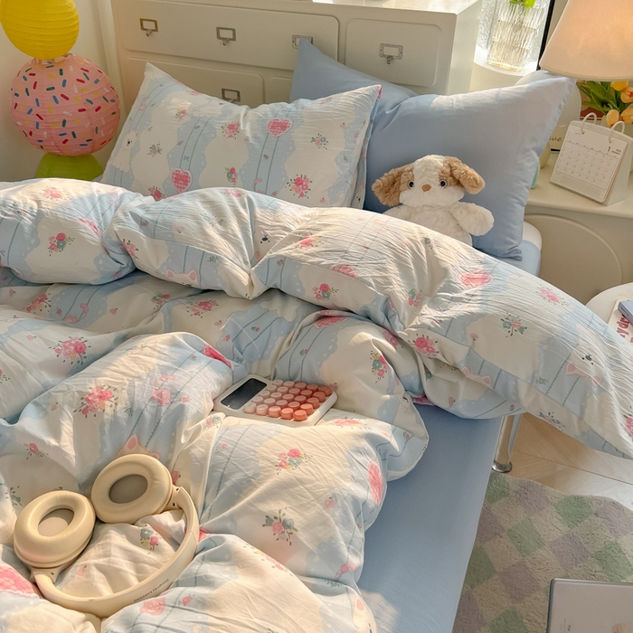 91家纺网 家纺一手货源 找家纺 韩巢家纺 2025新款水洗棉印花AA版四件套 小懒包