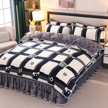 91家纺网 家纺一手货源 找家纺 （总）莱凯家纺 2025新款牛奶绒四件套保暖加厚金貂绒套件