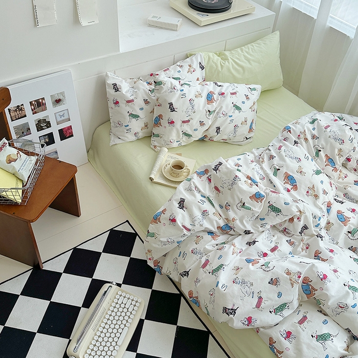 91家纺网 家纺一手货源 找家纺 尺素2025年韩国ins风系列五 狗狗派对