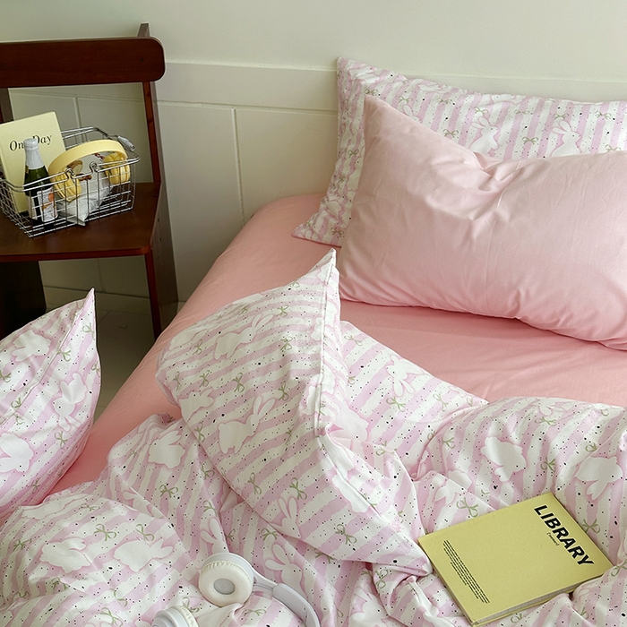 91家纺网 家纺一手货源 找家纺 尺素2025年韩国ins风系列五 萌萌兔裸粉