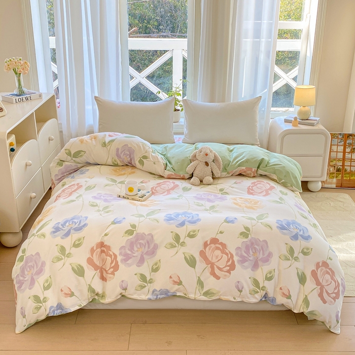 91家纺网 家纺一手货源 找家纺 2025新款全棉斜纹喷气12868系列单品被套 玫瑰花海