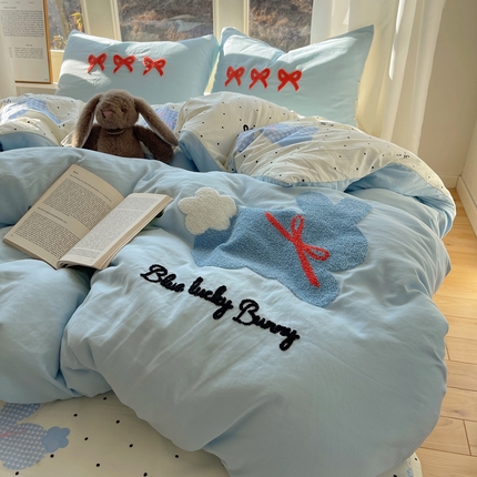 91家纺网 家纺一手货源 找家纺 （总）花伞家居 2025新款毛巾绣印花水洗棉四件套（提供买家秀）