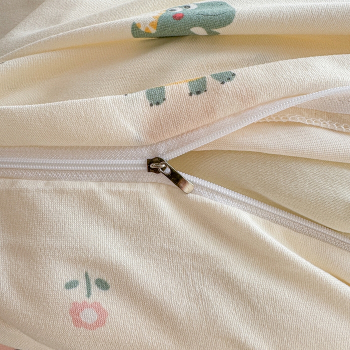 91家纺网 家纺一手货源 找家纺 梦莱斯 2025新款A类有氧针织棉双层纱系列四件套恐龙派对