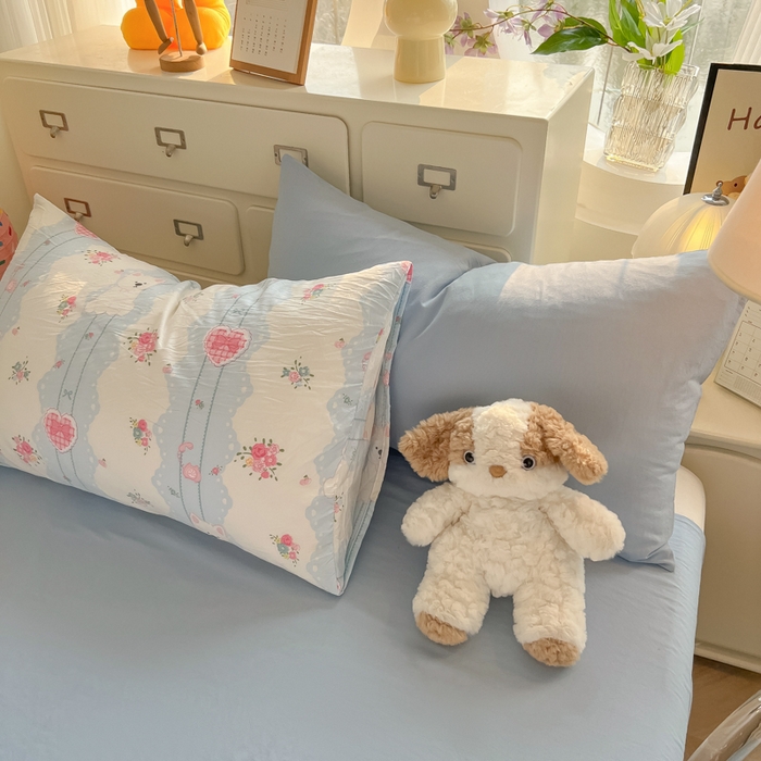 91家纺网 家纺一手货源 找家纺 韩巢家纺 2025新款水洗棉印花AA版四件套 小懒包