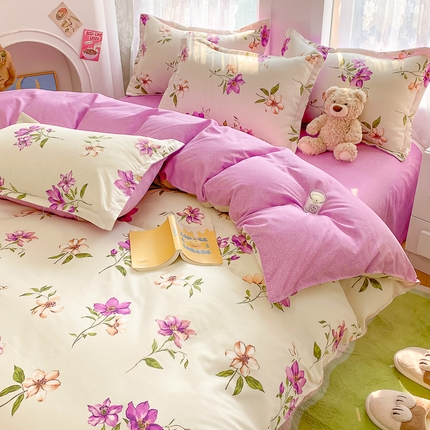 91家纺网 家纺一手货源 找家纺 （总）简冠2024直播爆款北欧风亲肤植物羊绒磨毛四件套