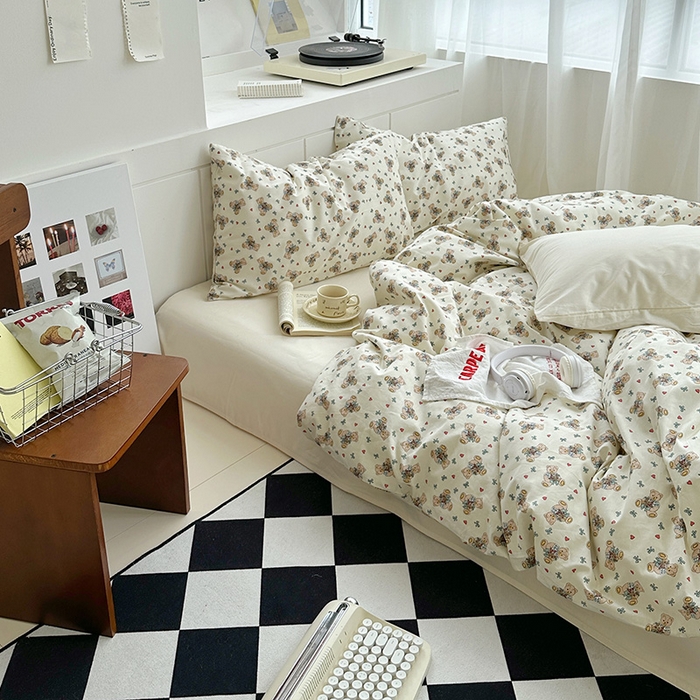 91家纺网 家纺一手货源 找家纺 尺素2025年韩国ins风系列五 爱心小熊