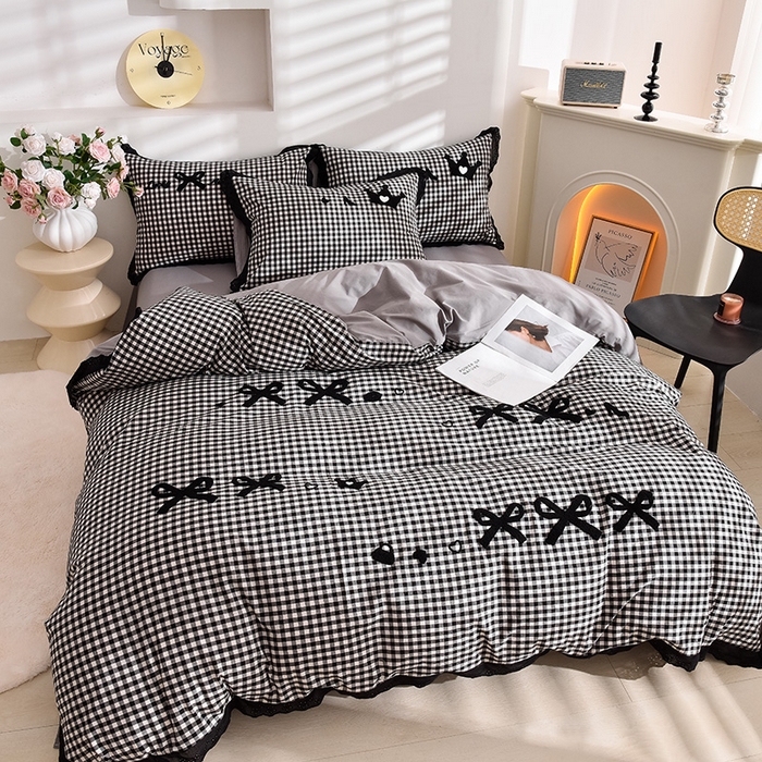 91家纺网 家纺一手货源 找家纺 （总）炫拼家纺 2025新款法式A类全棉40支水洗棉毛巾绣镂空花边四件套